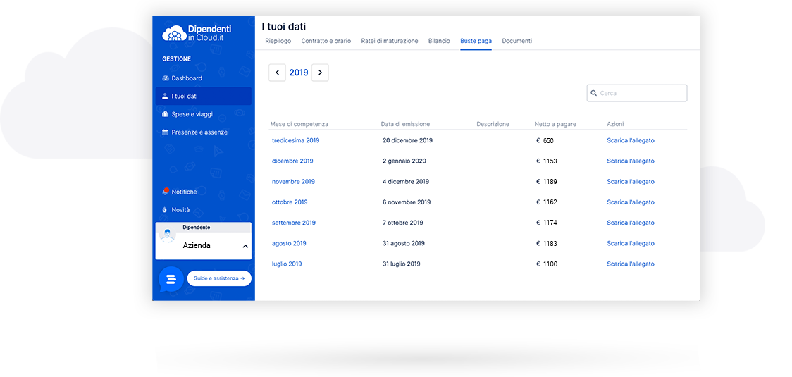 Dipendenti in Cloud - Elenco buste paga
