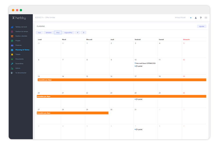 Herbby - Planning et tâches