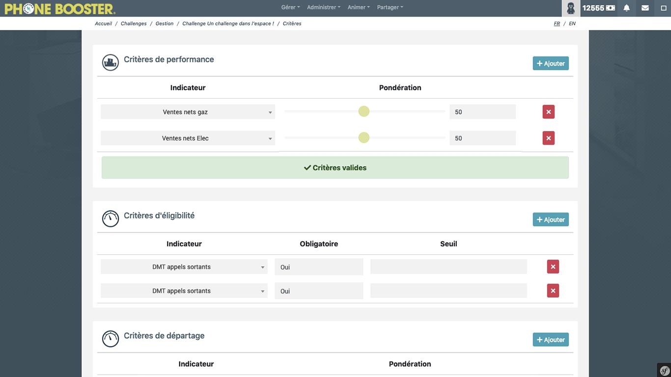 Phone Booster - Paramétrez facilement les indicateurs de votre challenge