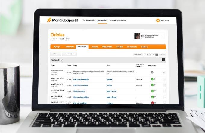 MonClubSportif - Management of the team calendar