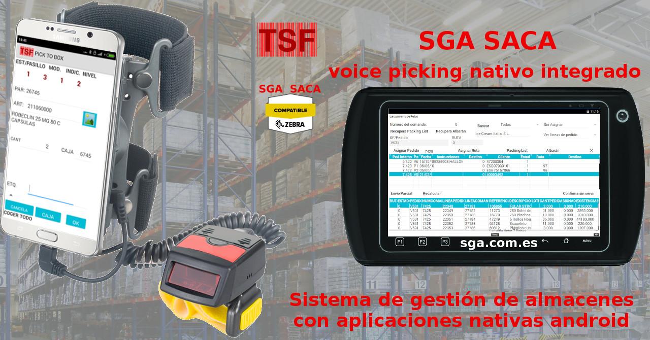 SGA SACA - smartphone con adaptador de antebrazo y tablet usando el sistema de gestión de almacenes SGA SACA