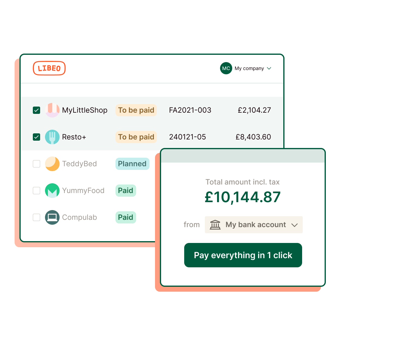 Libeo - Easily pay all your invoices, in one click