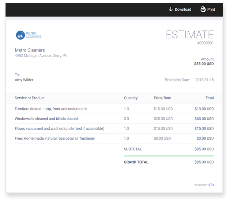 Vcita - Branded Price Estimate