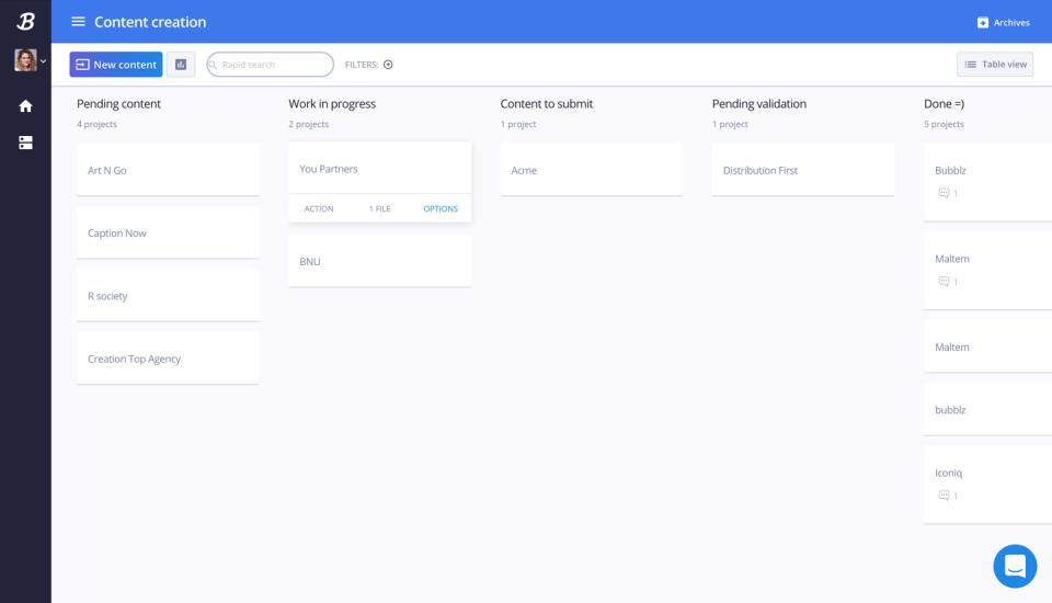 Bubblz - The kanban board is the best way to control your processes in an efficient mode