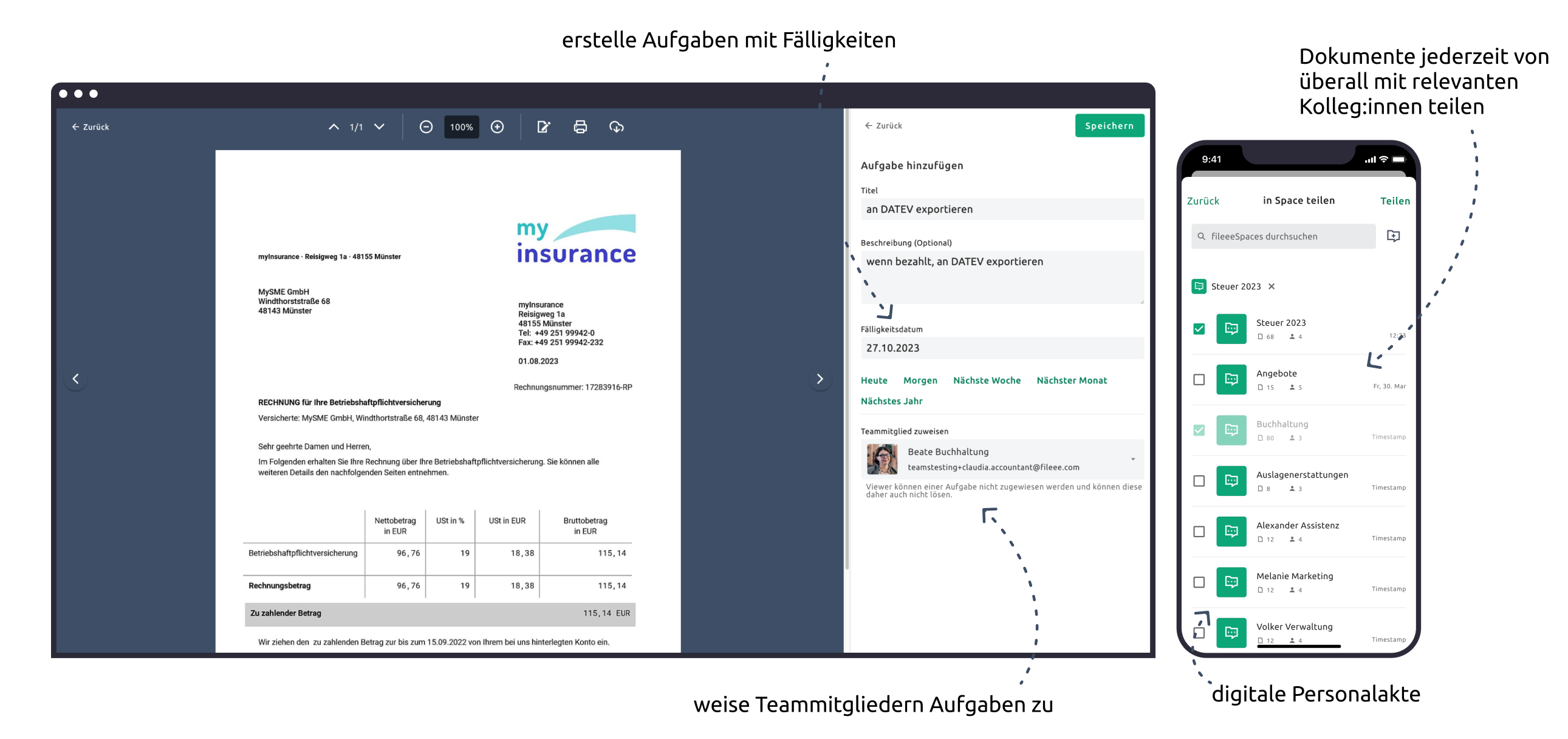 fileee - Aufgaben für Teammitglieder erstellen und Dokumente von jedem Gerät aus teilen