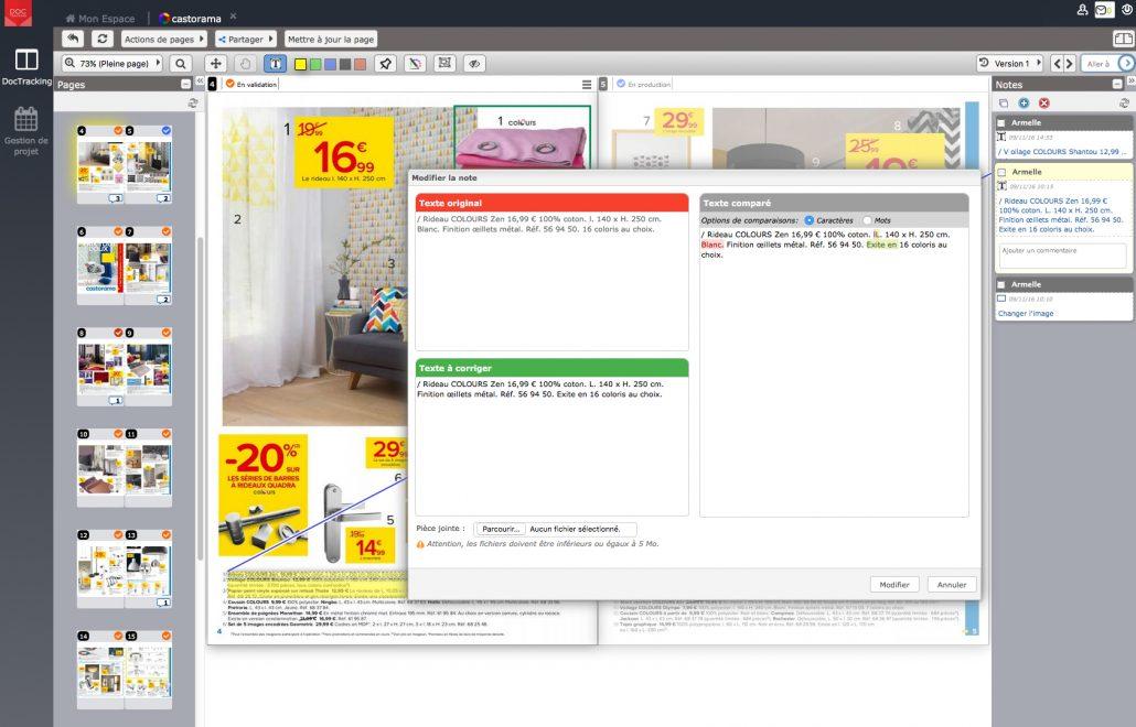 DocTracking - Editez vos modifications avec l'outil texte et disposez de 3 vues possibles : originale, à corriger, version modifiée
