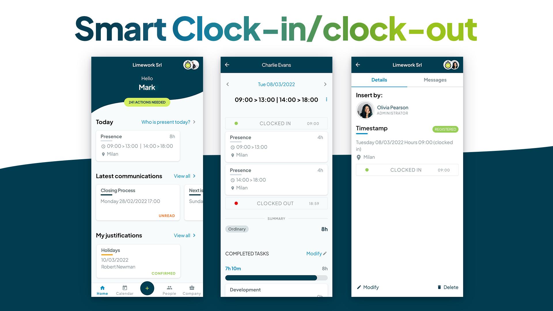 Fluida - Clock in and out in just a few taps with the method you prefer