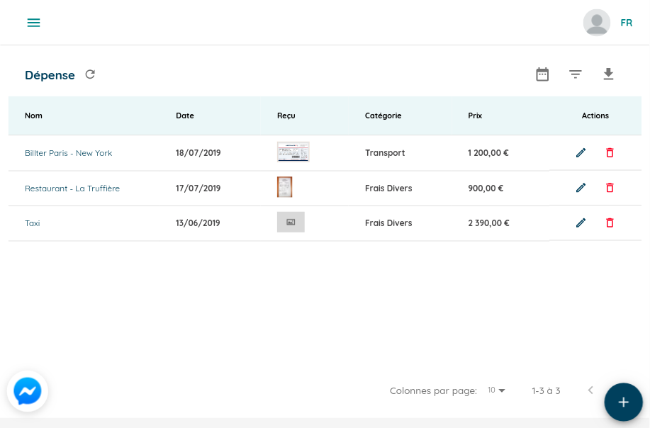 NomadLedger - Expense table