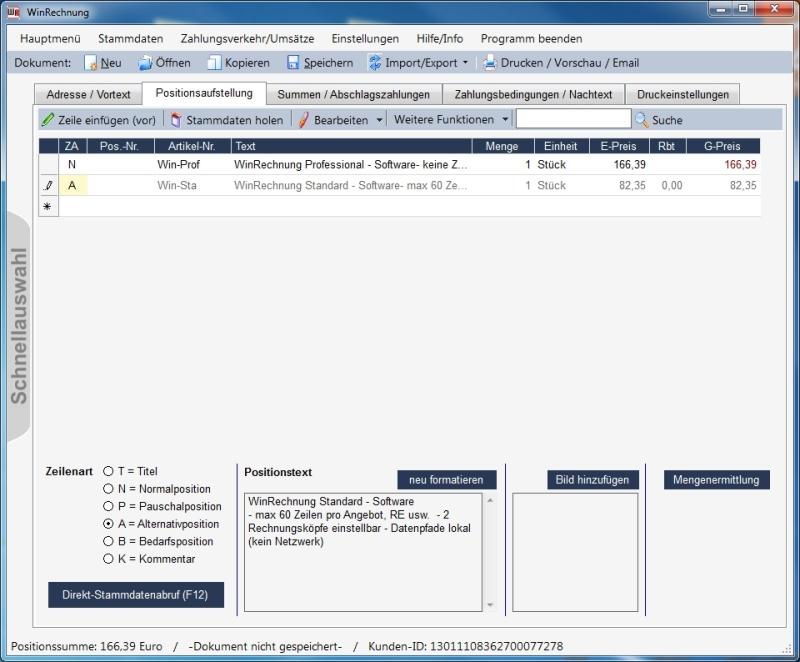 WinRechnung - Bildschirmfoto 4