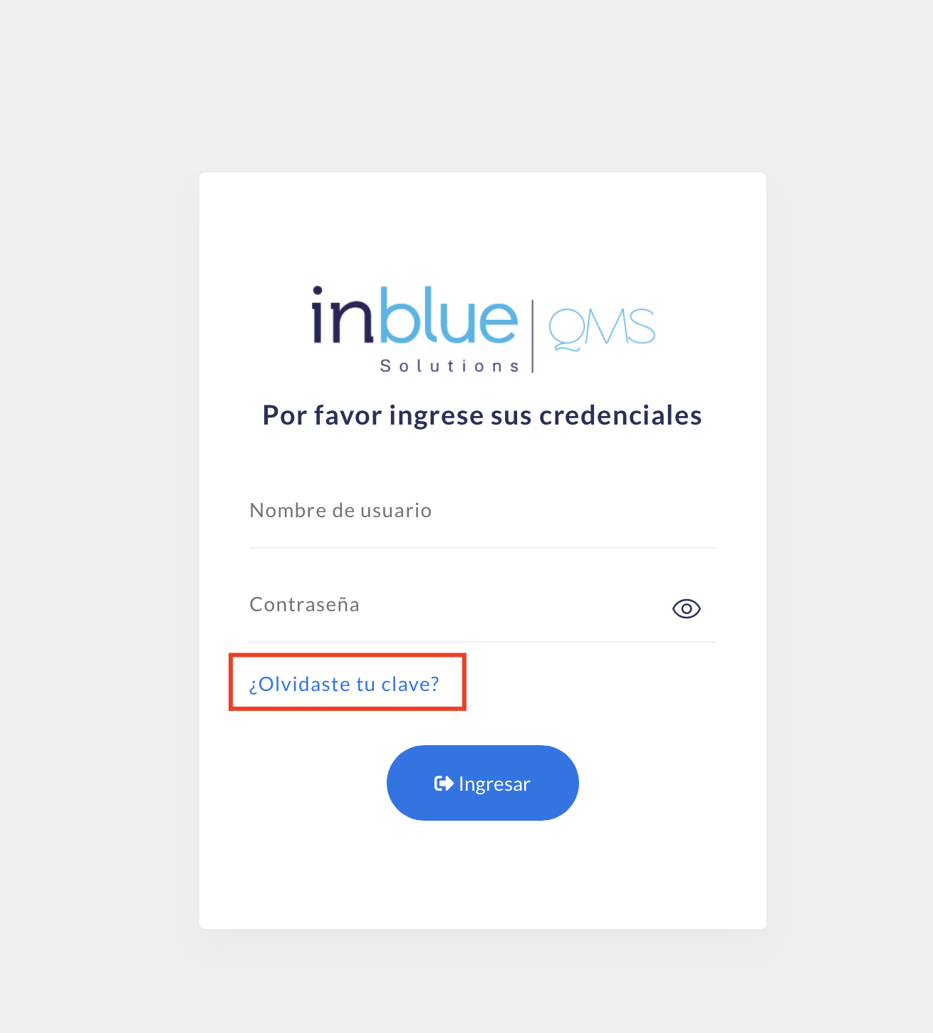 inblueQMS - Recupera tu contraseña