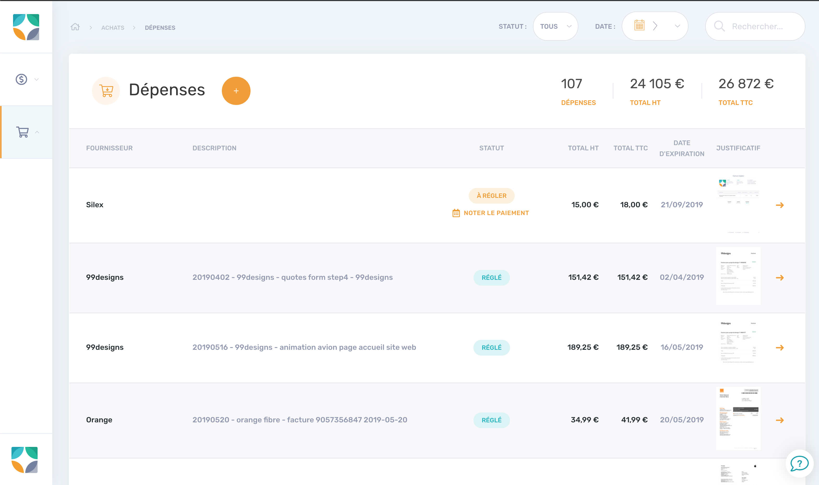 Silex - Surveillez vos dépenses et stockez vos justificatifs