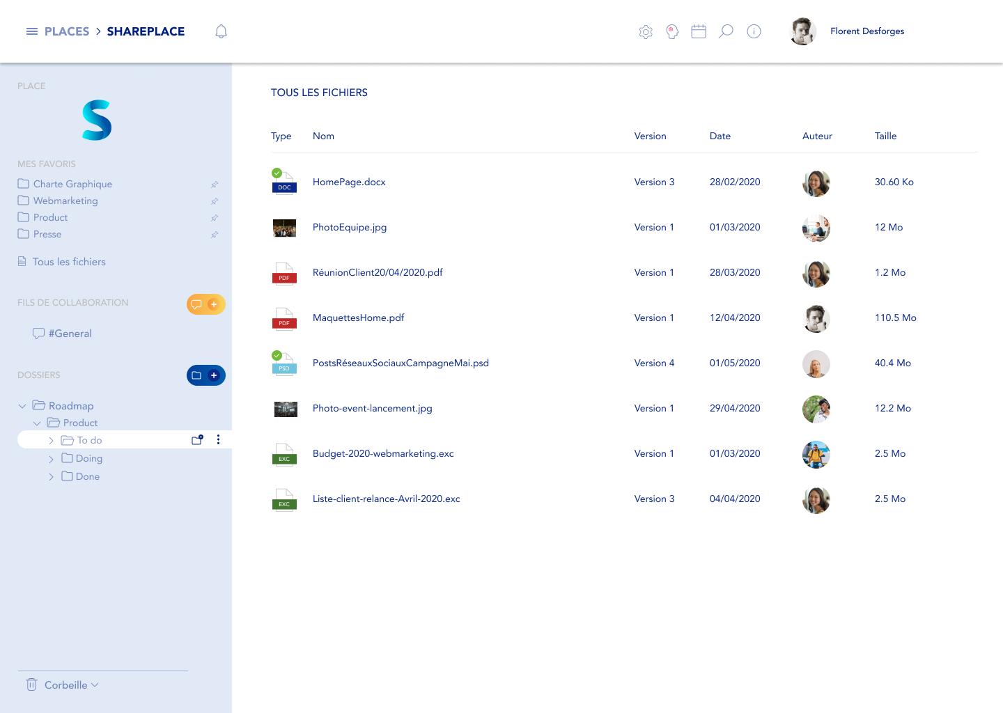 SharePlace - Vue Drive pour tous les documents stockés et partagés de manière sécurisée dans SharePlace