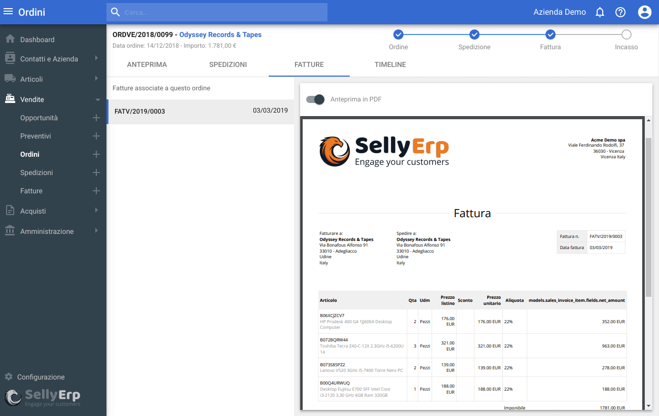 Selly Erp - Fatturazione Elettronica integrata