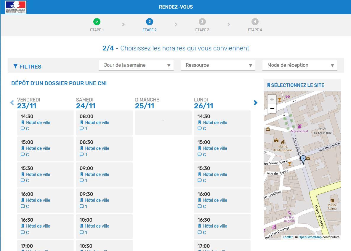 Orion Rendez-vous - Etape 2 - Choix d'un horaire