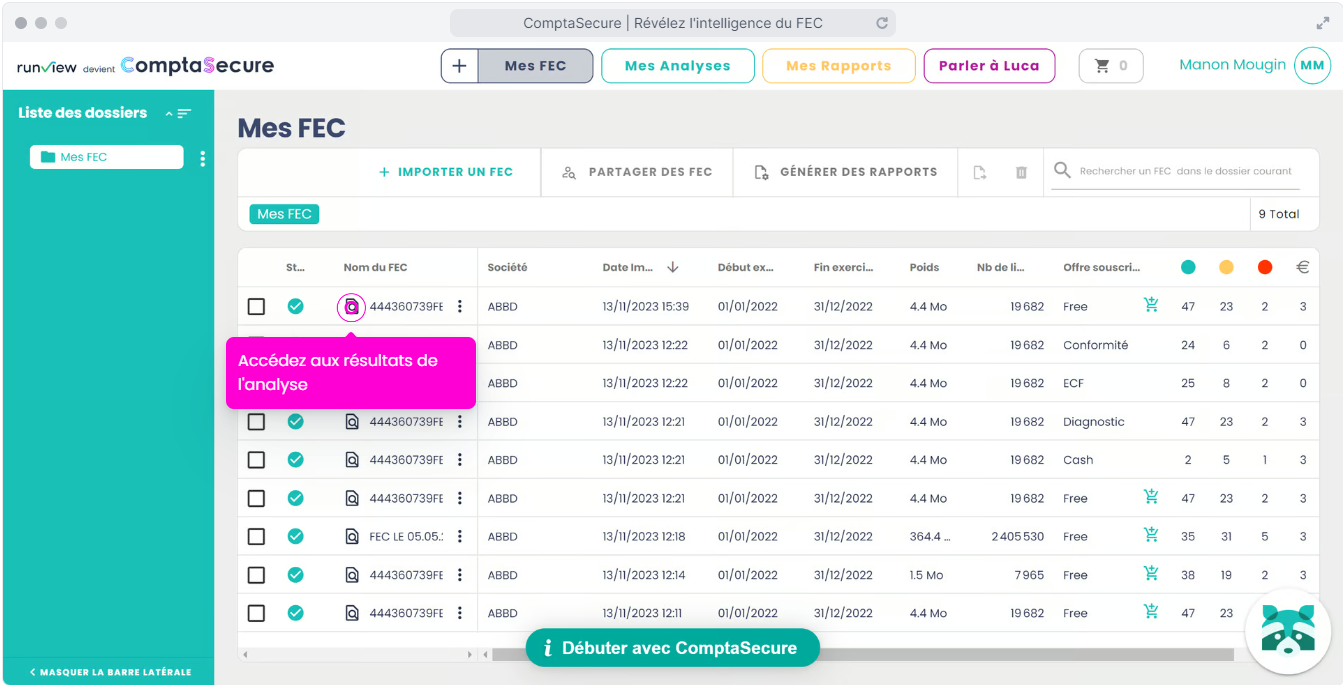 ComptaSecure (ex Runview) - Accédez aux résultats de l'analyse