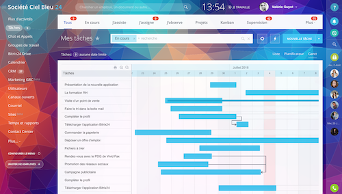 Bitrix24 Gestion de projet - Diagramme de Gantt