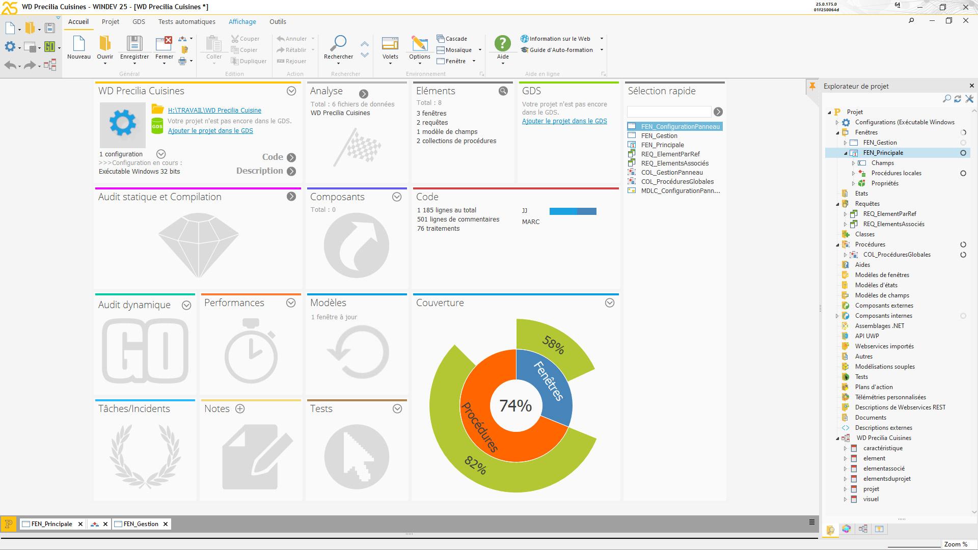 WINDEV - WinDev : Tableau de bord de suivi d'un projet