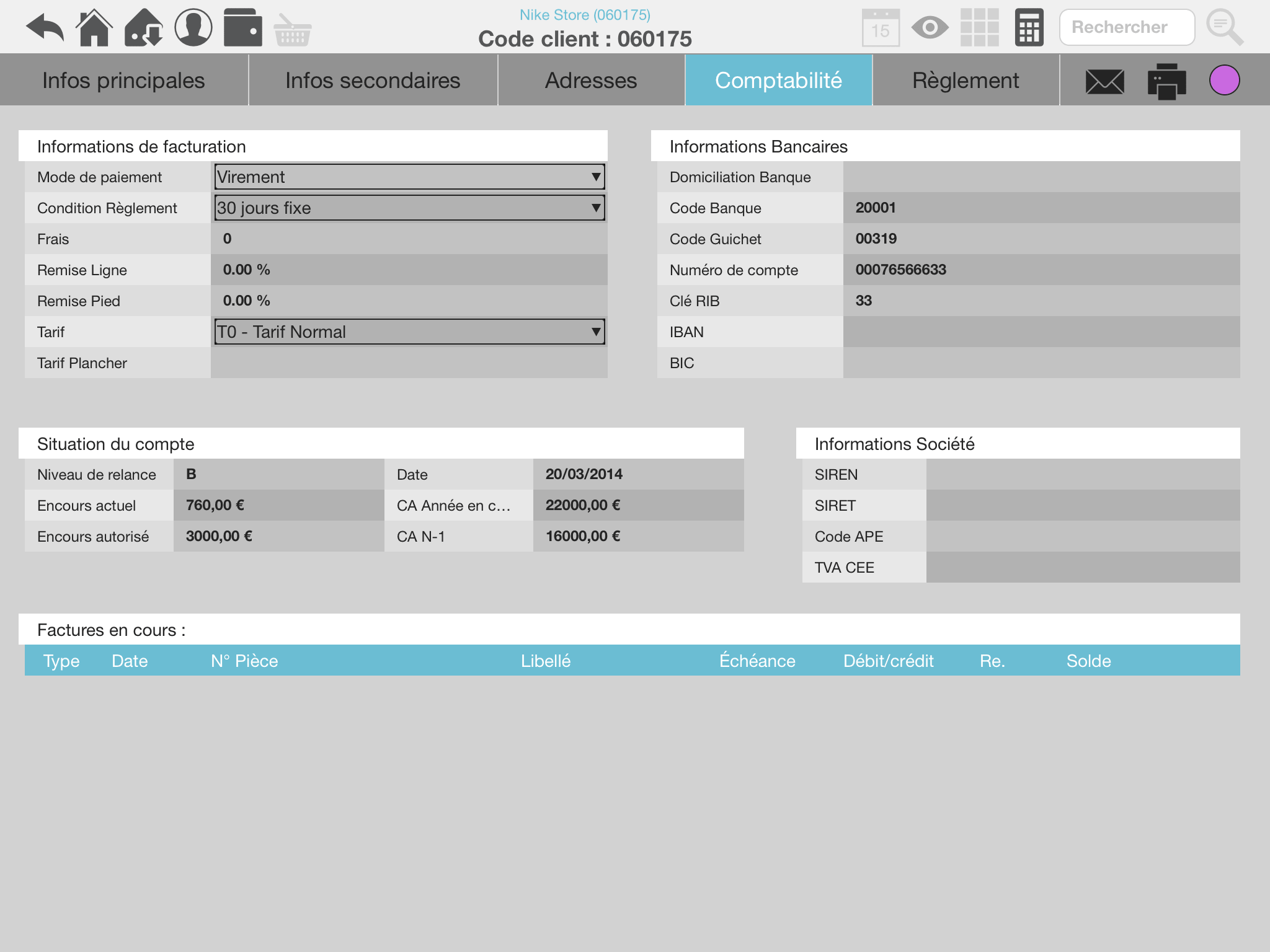 izOrder - izOrder - Fiche client - Fenêtre comptabilité