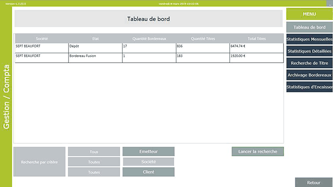 Titrepro.net - Gestion / Comptabilité - Tableau de bord