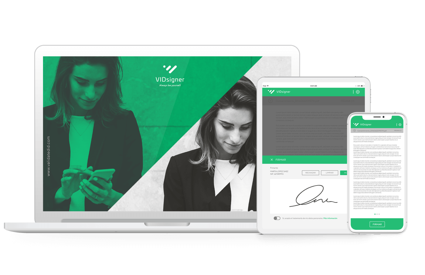 VIDsigner - Electronic signature for face-to-face and remote situations.