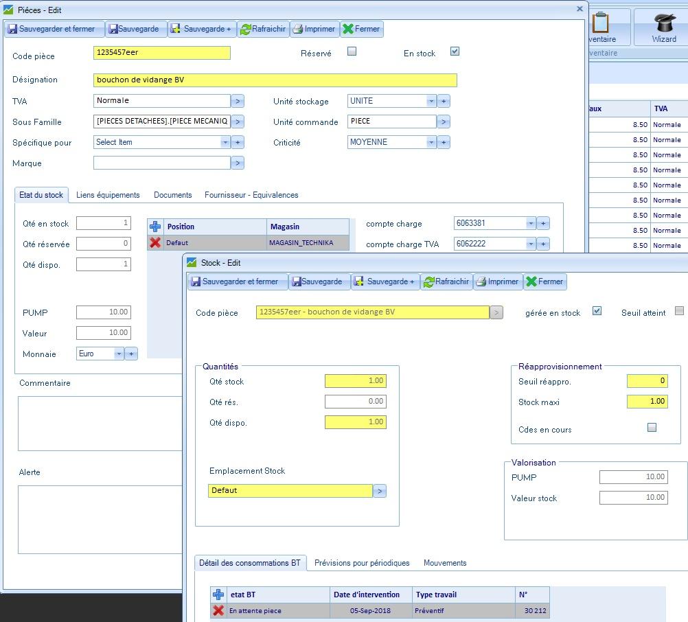 Matrix Engine - fiche stock, pour le profil gestion de magasin