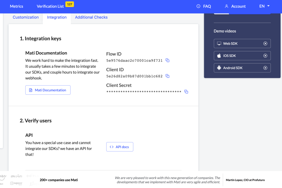 Mati - Mati - Select your integration option