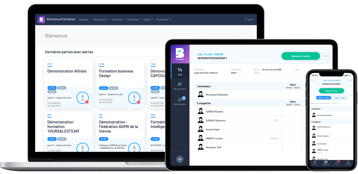 Bienvenue Formation - Disponibilité sur smartphone, tablette et navigateur