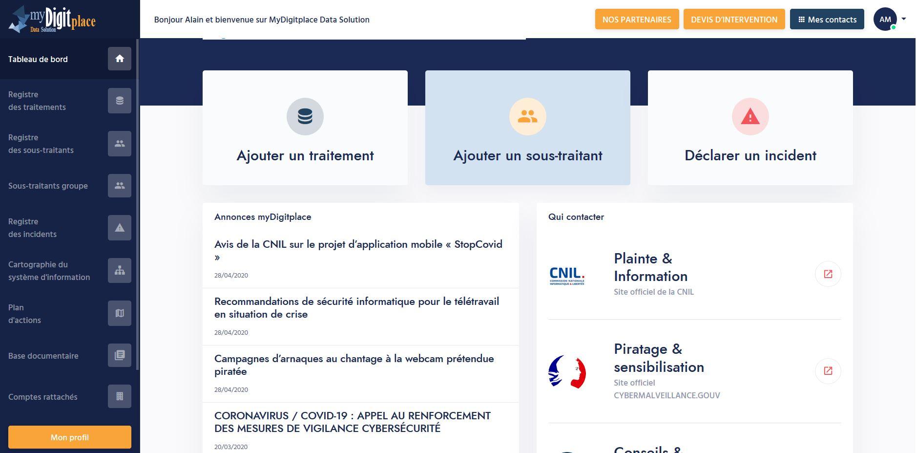 myDigitplace Data Solution - Un tableau de bord et une navigation simple, auditer, signaler, s'informer.