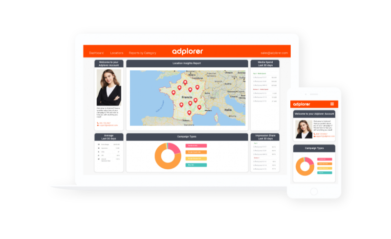 Adplorer - Plateforme de marketing digital local tout-en-un.