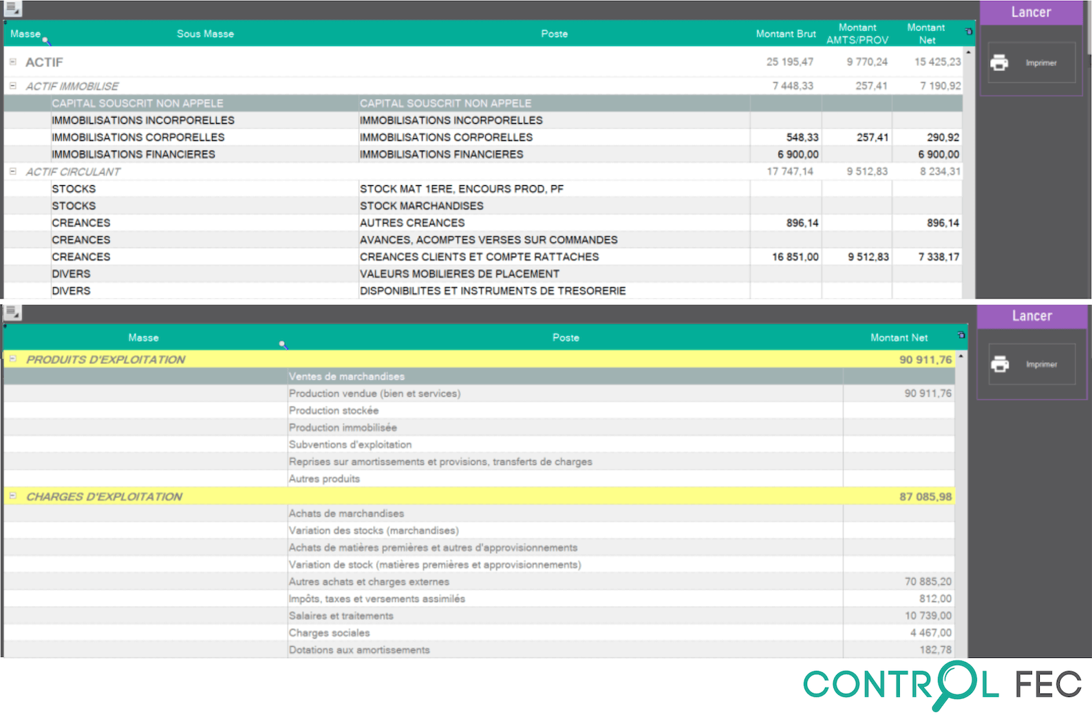 Control Fec - Vous pouvez intégrer une balance .Excel pour rapprocher la balance générale du FEC.

Par exemple : Importez la balance générale du cabinet d'expertise comptable pour la comparer à celle issue du traitement du FEC et repérez des écarts