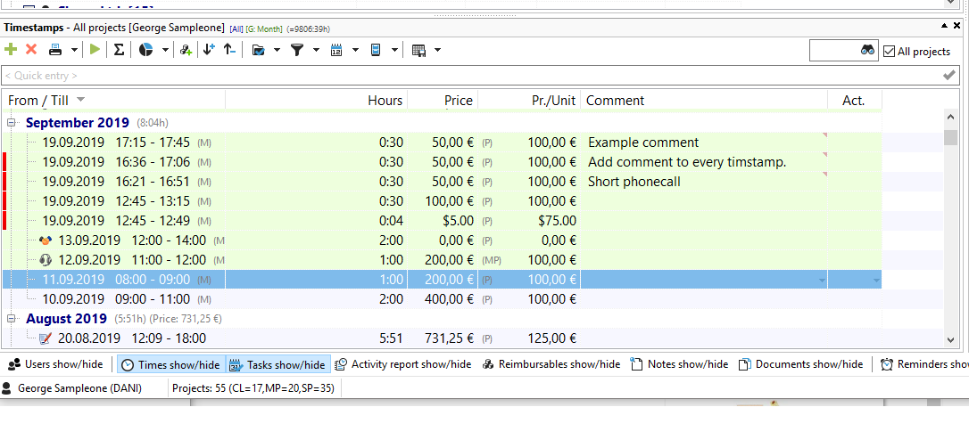 Xpert-Timer - Timestamps