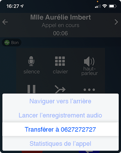 Ubefone - Fonctionnalité transfert d'appel depuis un mobile