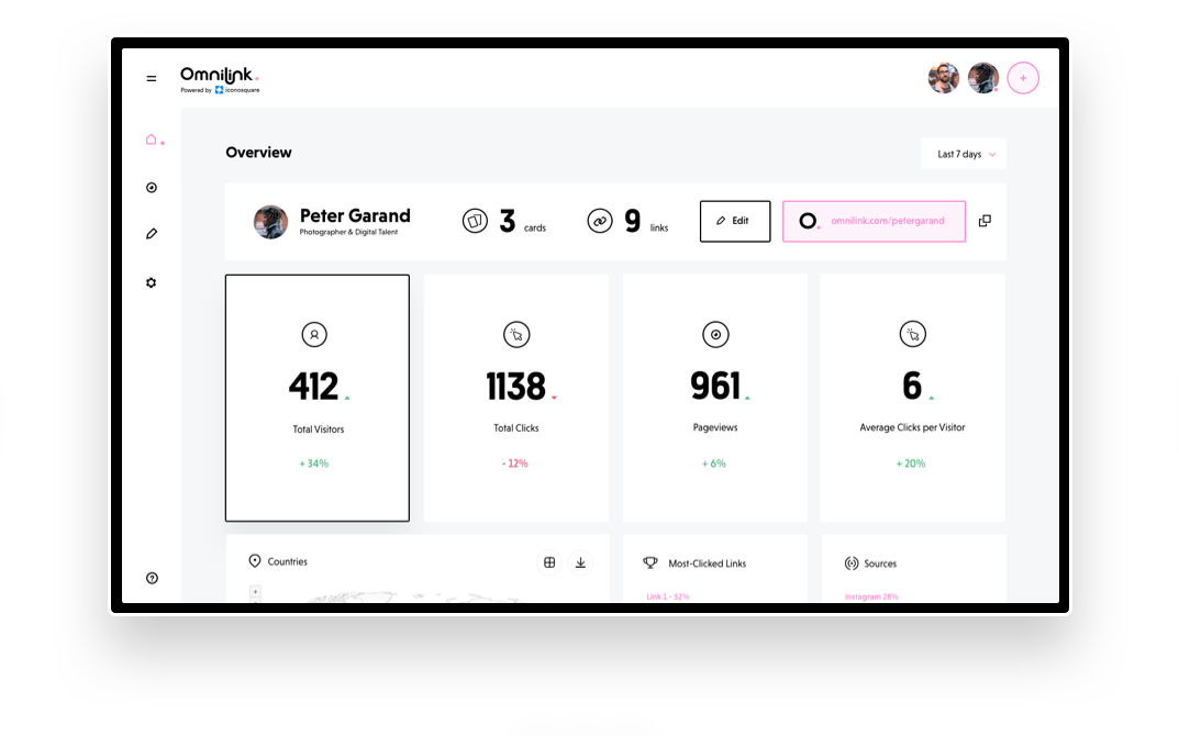 Omnilink - Manage multiple profiles and access in depth analytics.