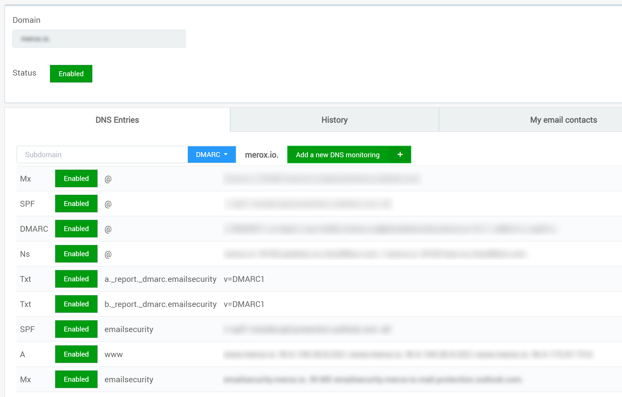 Merox - Monitoring de vos entrées DNS