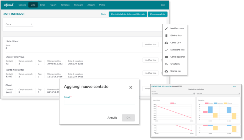 Infomail - Gestisci facilmente le tue liste