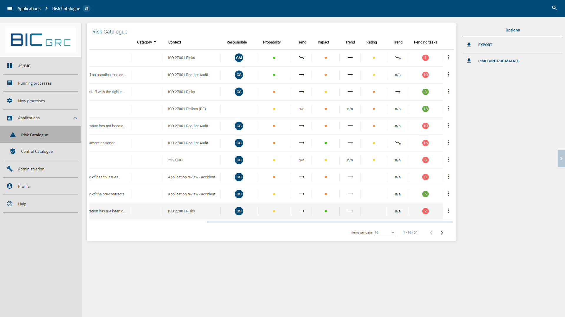 BIC GRC - BIC GRC - Catálogo de riesgos