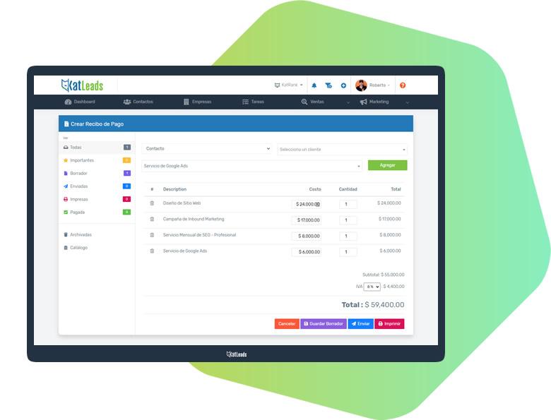 KatLeads Marketing Software - Invoicing
