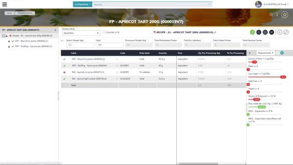 Aptean PLM Lascom Edition - Formulation tool