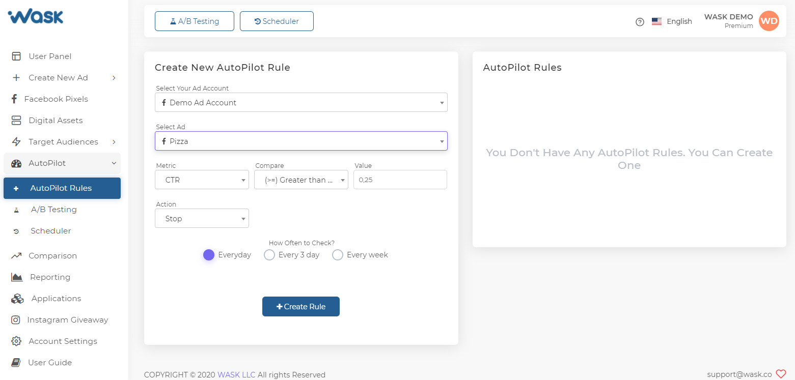 Wask - Create AutoPilot Rule