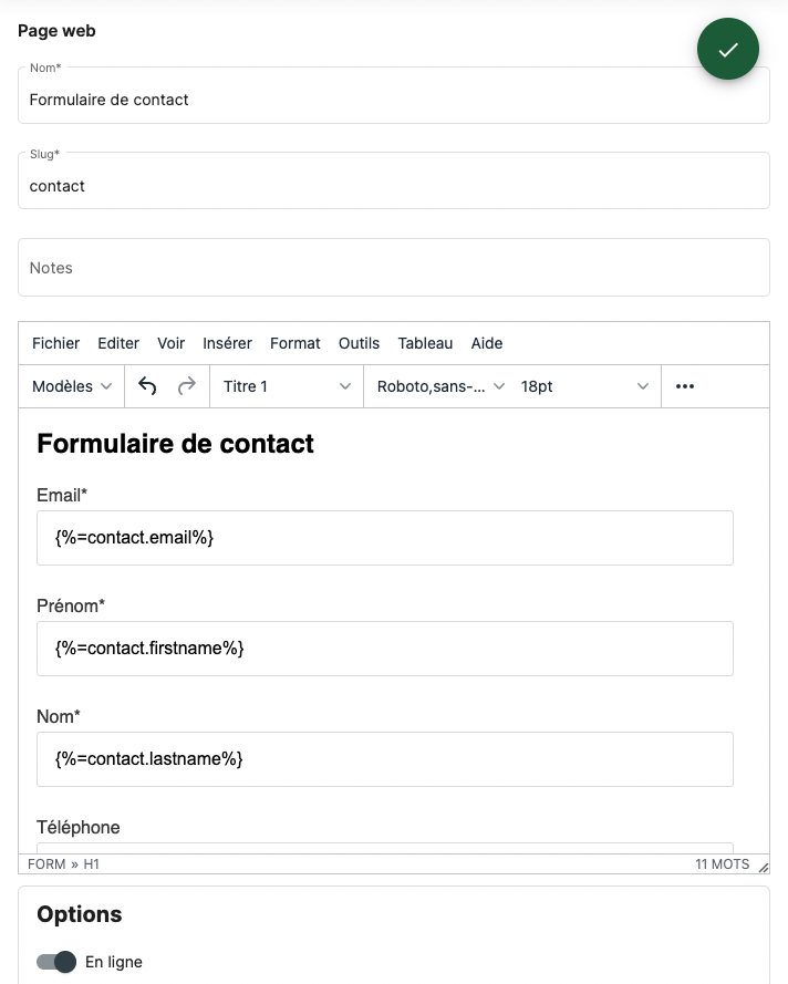 Corymbus - Création de formulaires web pour votre site, par exemple pour l'acquisition de contacts.