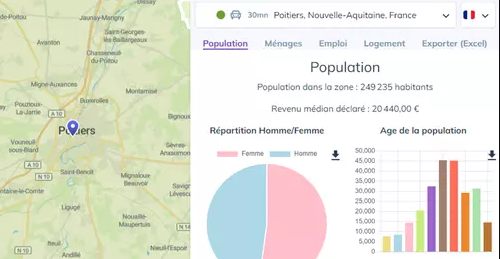 Smappen - app de géomarketing - Calcul des données de population