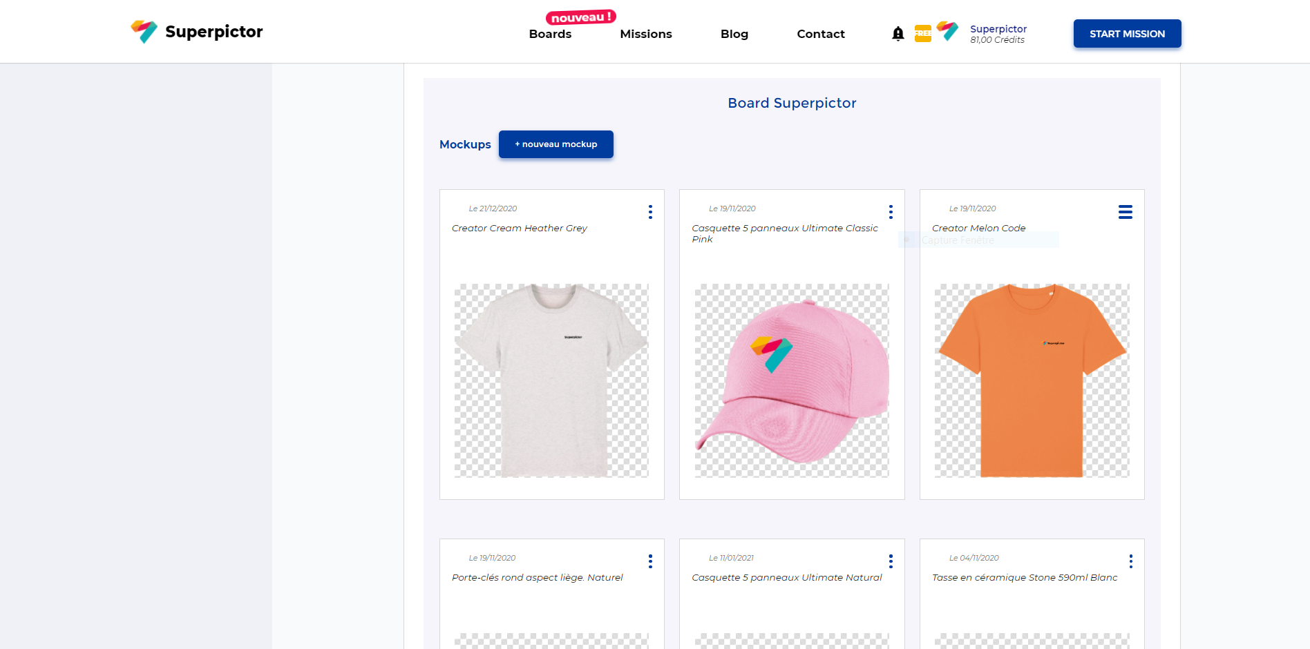 Superpictor - Collectez vos logos et mockups sur le customer board