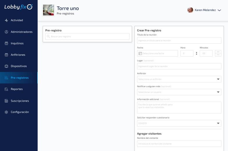 LobbyFix - Crear pre-registros e invitaciones para tus visitas