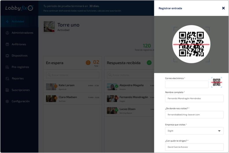LobbyFix - Registro de visitas a través de Códigos QR
