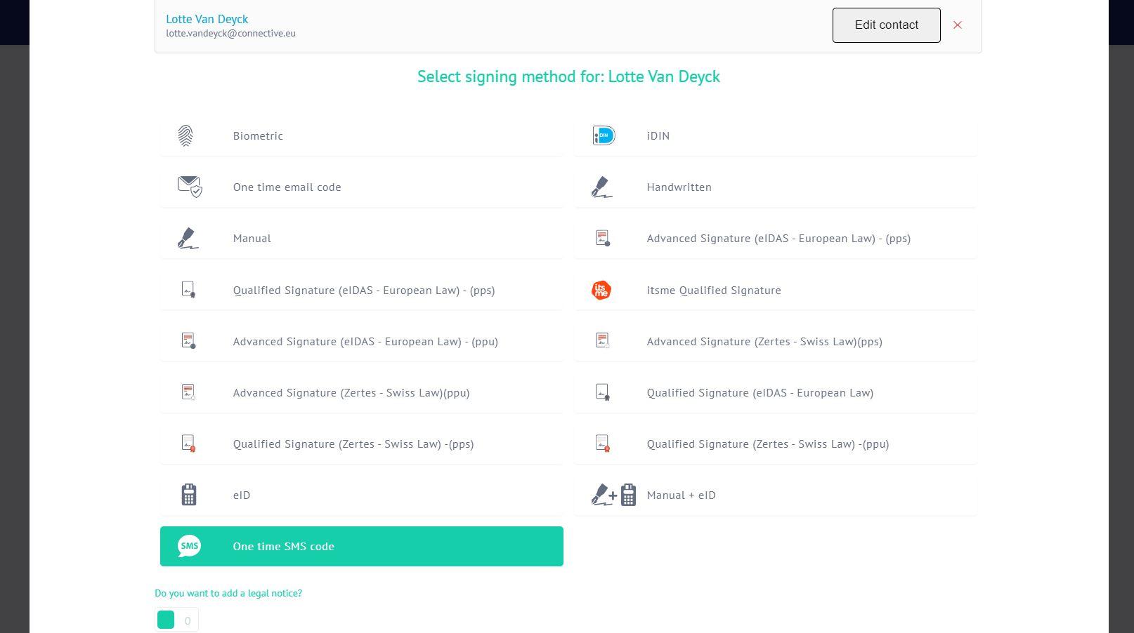 Add signing field(s) in Connective eSignatures
