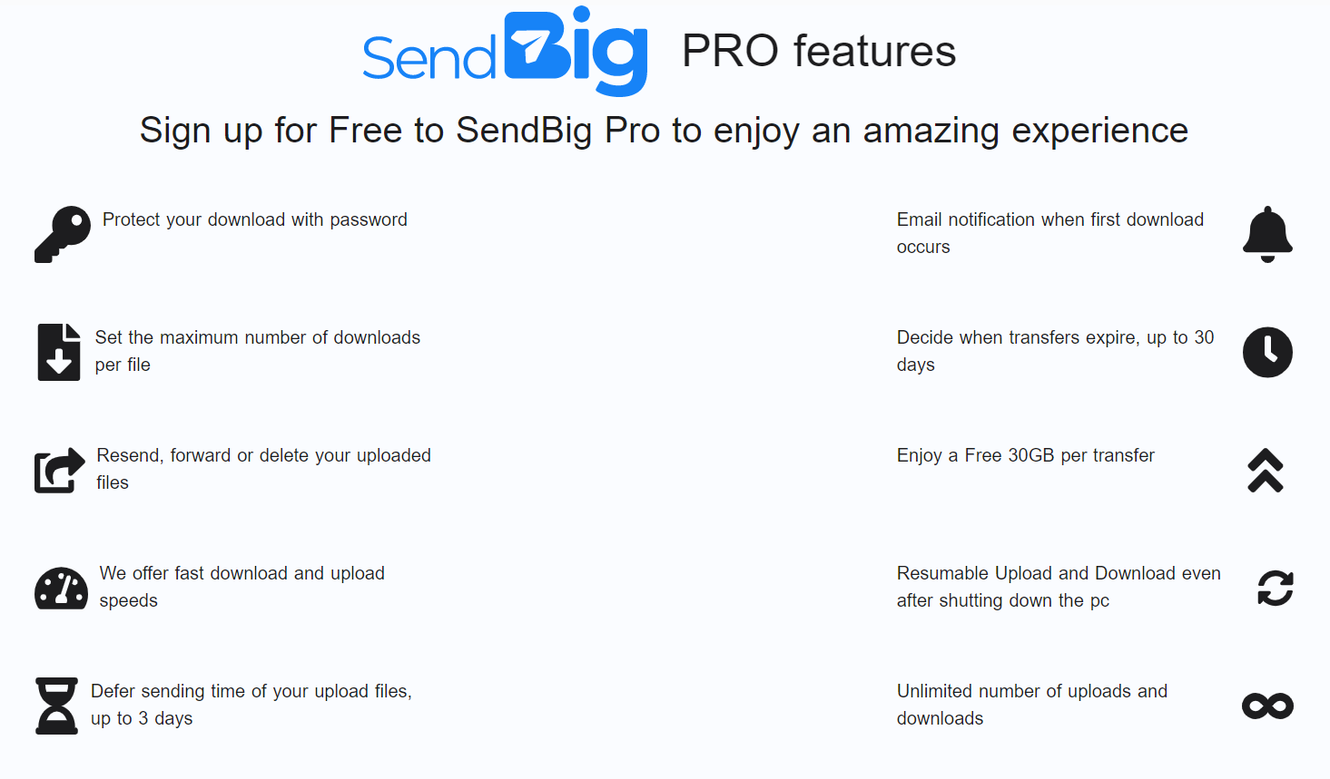 SendBig - SendBig Free Pro features