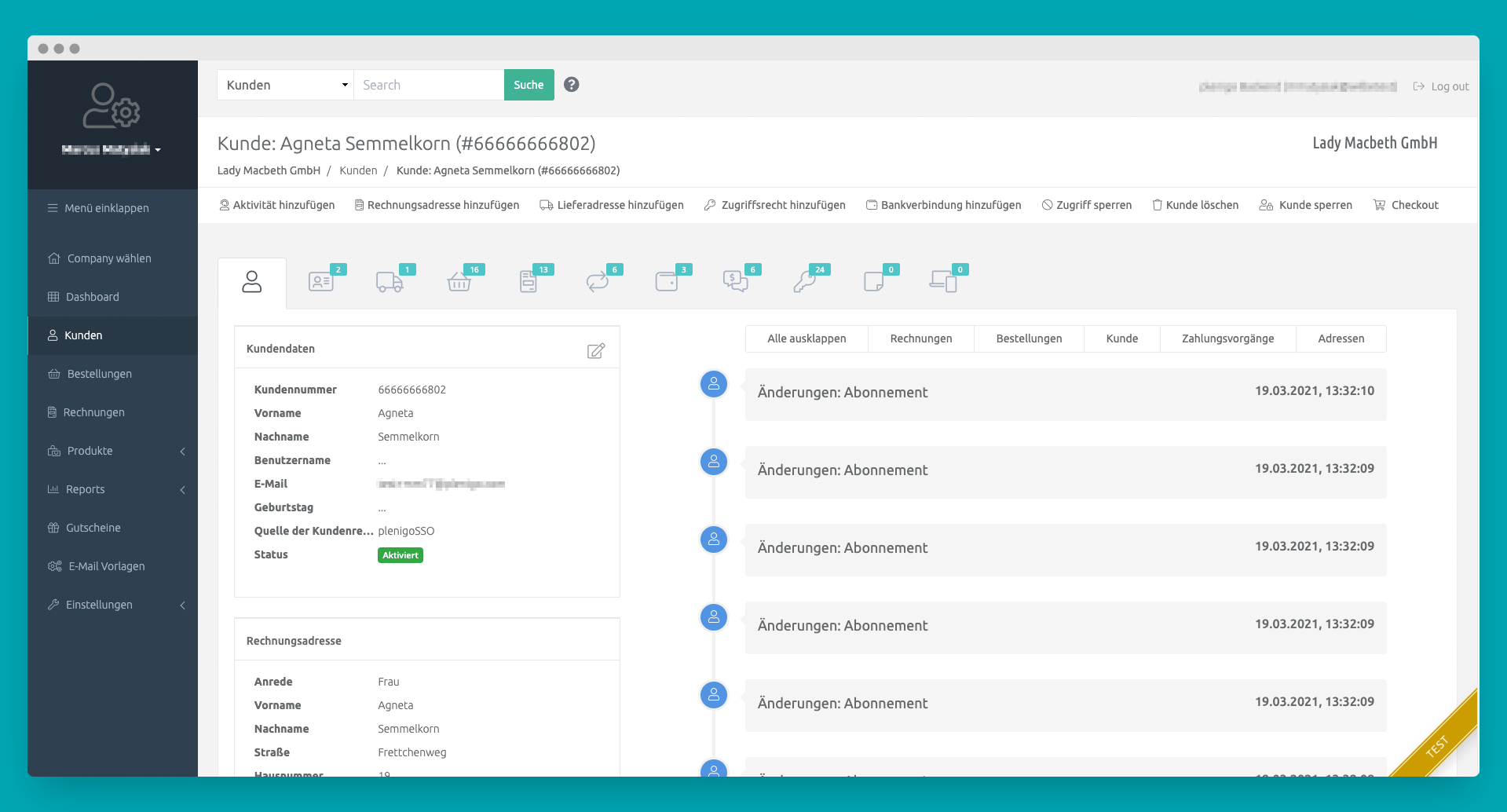 plenigo - The customer cockpit gives your customer service a 360° view of every customer.