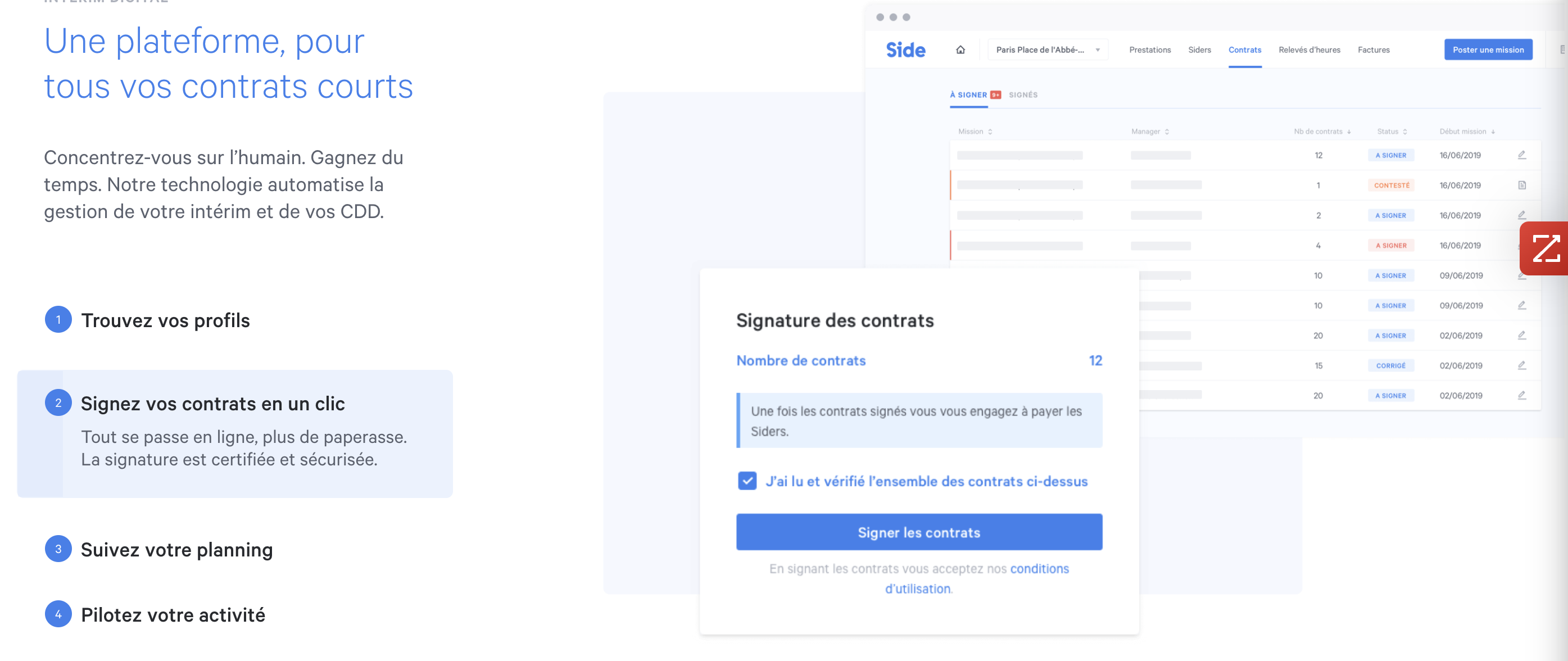 Side - Téléchargez et signez vos contrats en un clic