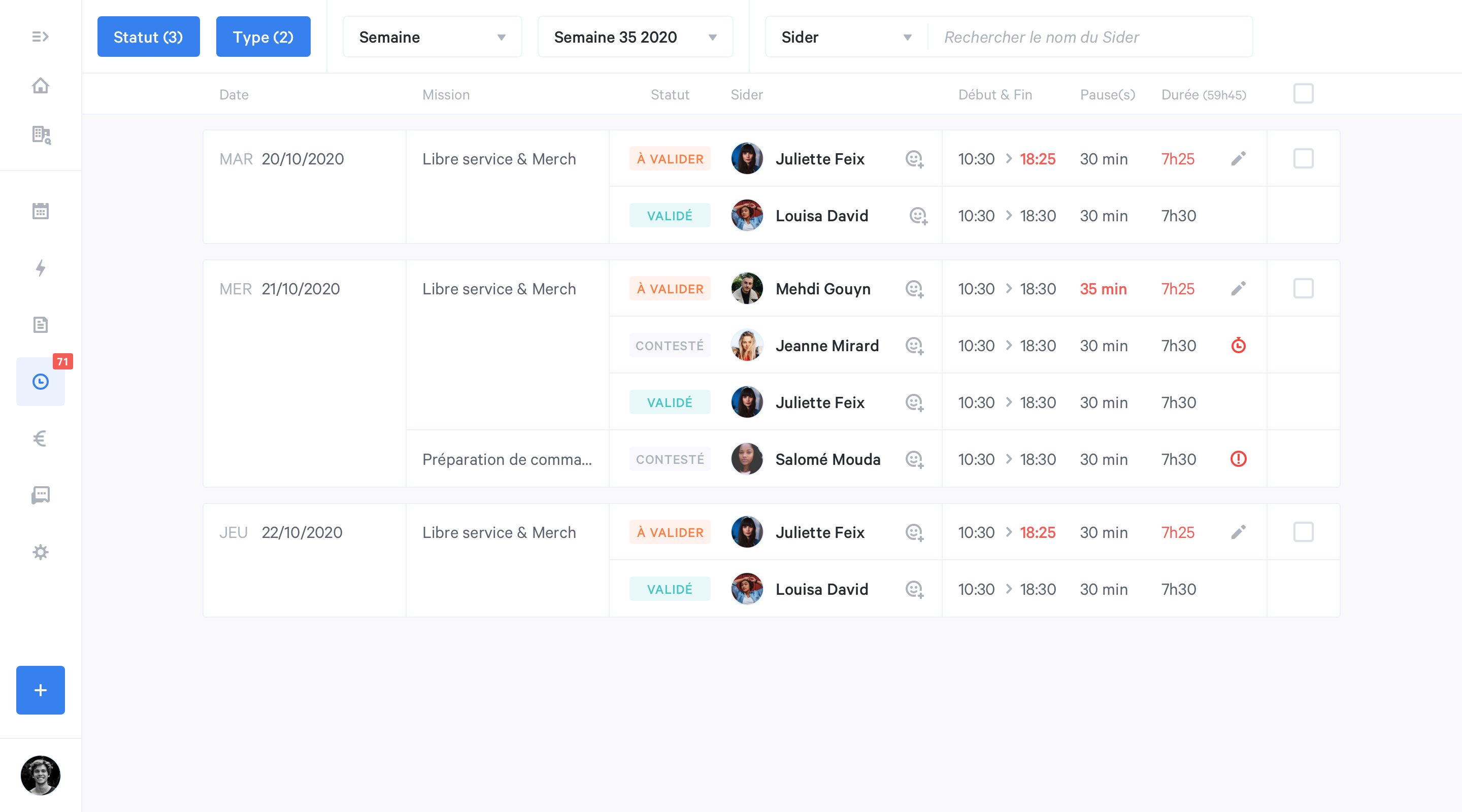 Side - Validez les heures travaillés par vos intérimaires