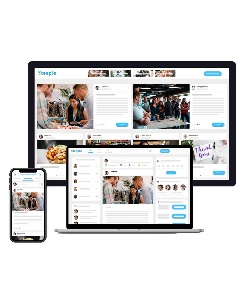 Steeple - Plateforme disponible en format App, web et écran tactile.